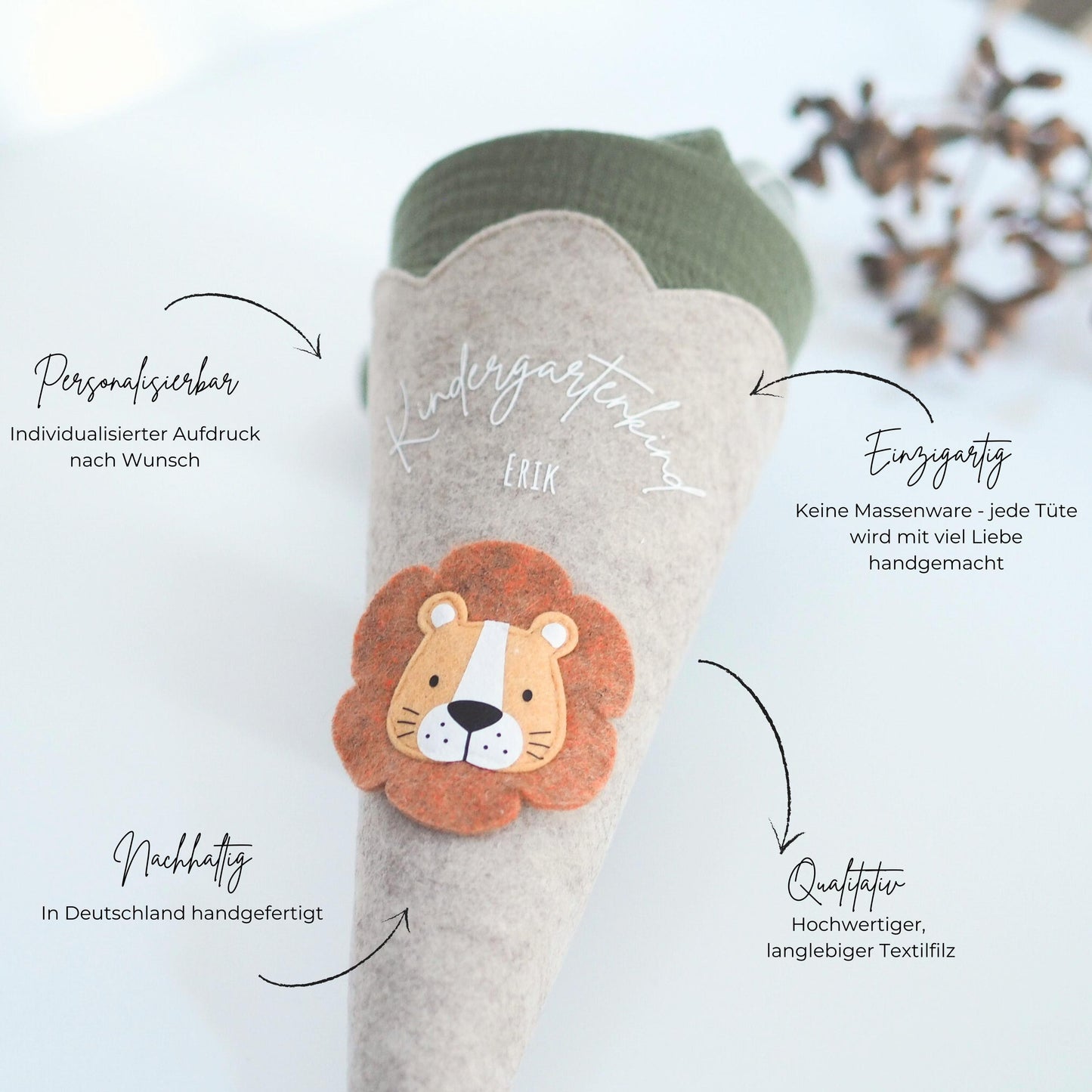 Kita-Tüte "Little Lion" | Mini Schultüte aus Filz