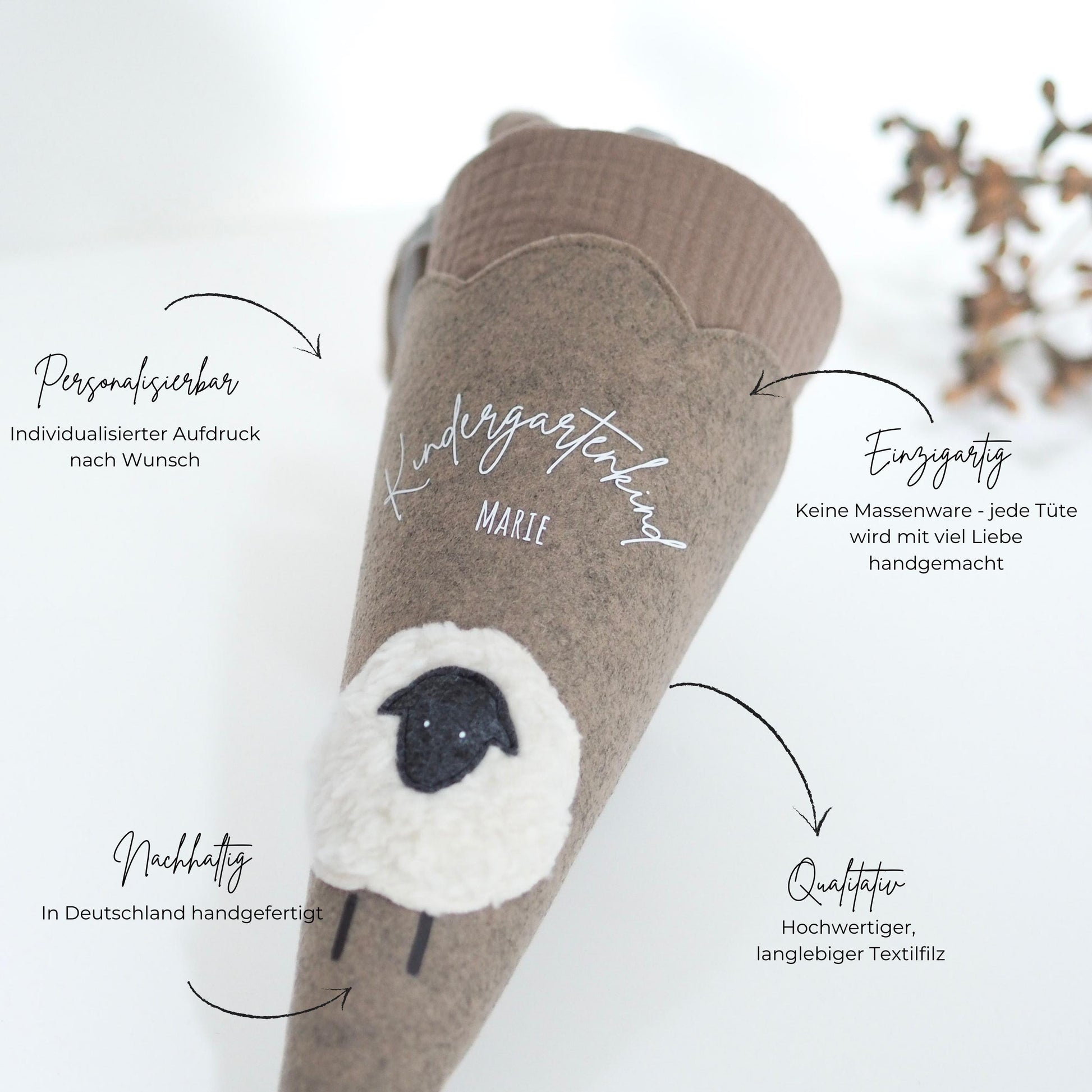 Kita-Tüte "Schäfchen" | Mini Schultüte aus Filz
