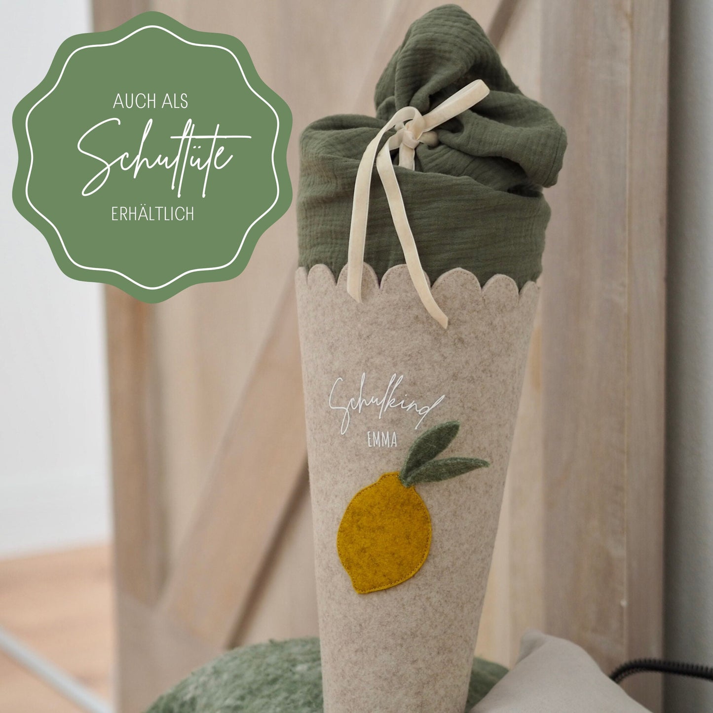 Geschwistertüte "Little Lemon" | Kita-Tüte | Mini Schultüte aus Filz