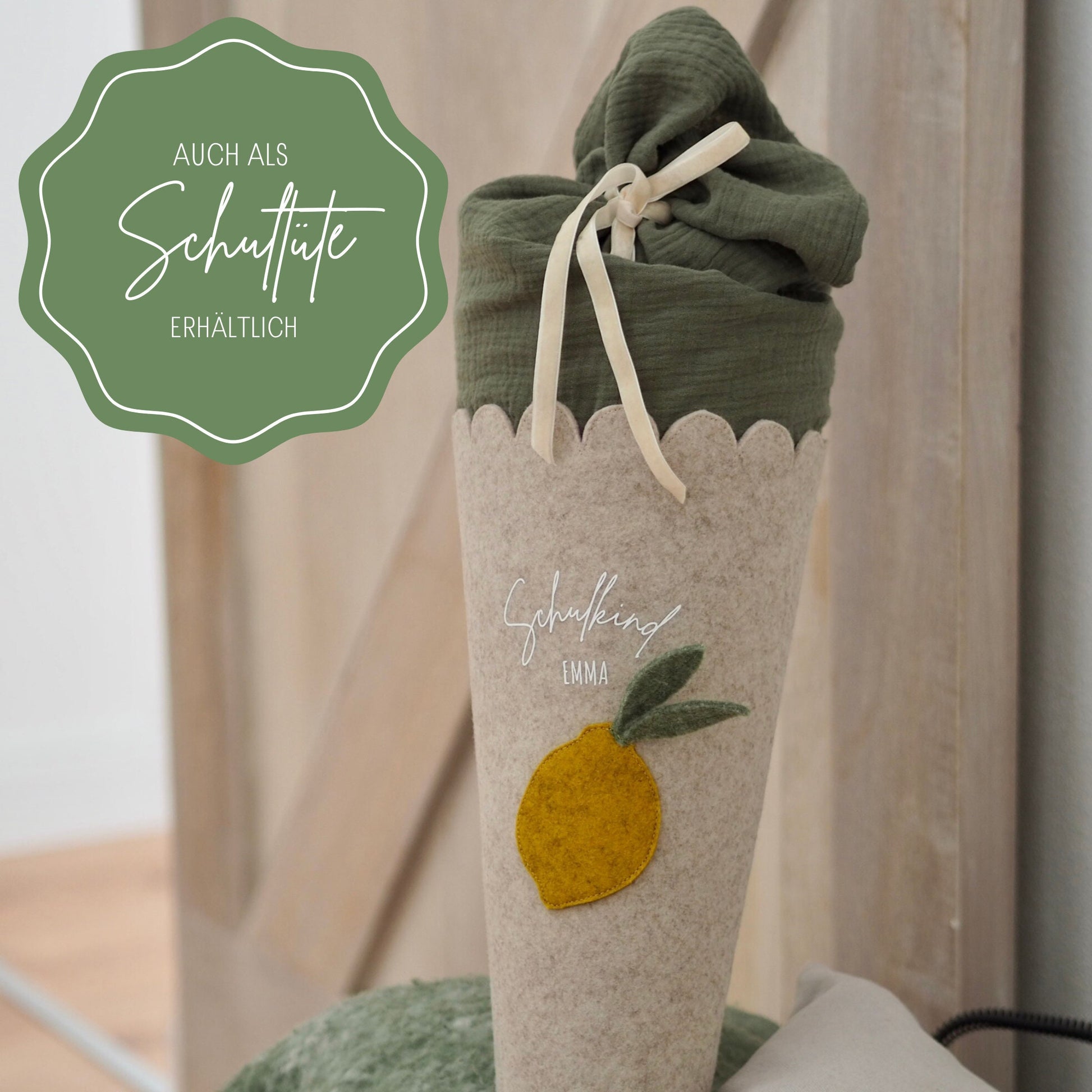 Geschwistertüte "Little Lemon" | Kita-Tüte | Mini Schultüte aus Filz