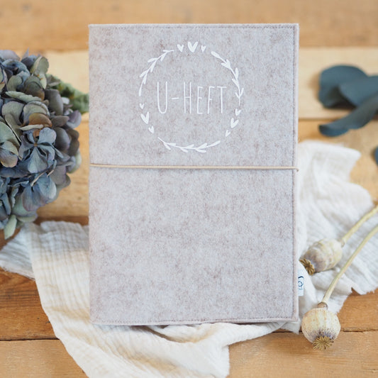 U-Heft-Hülle | Beige | personalisierbar | Wunderschönes Geschenk zur Geburt